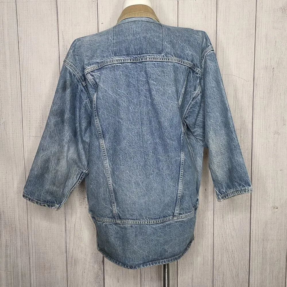 Vintage Levi's 932 Long Denim Chore Jacket Corduroy Collar USA - Picture 7 of 8